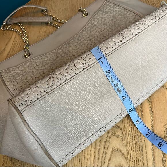 Tory Burch Embossed Leather Bryant East West Tote Gray Shoulder Bag Le Fleur - Picture 15 of 15